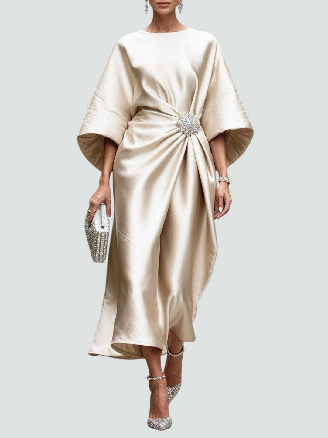 Olivia-Grace | Draped Satin Evening Dress