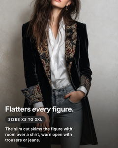 Krystal | Baroque-Trim Tailored Blazer fit and sizes