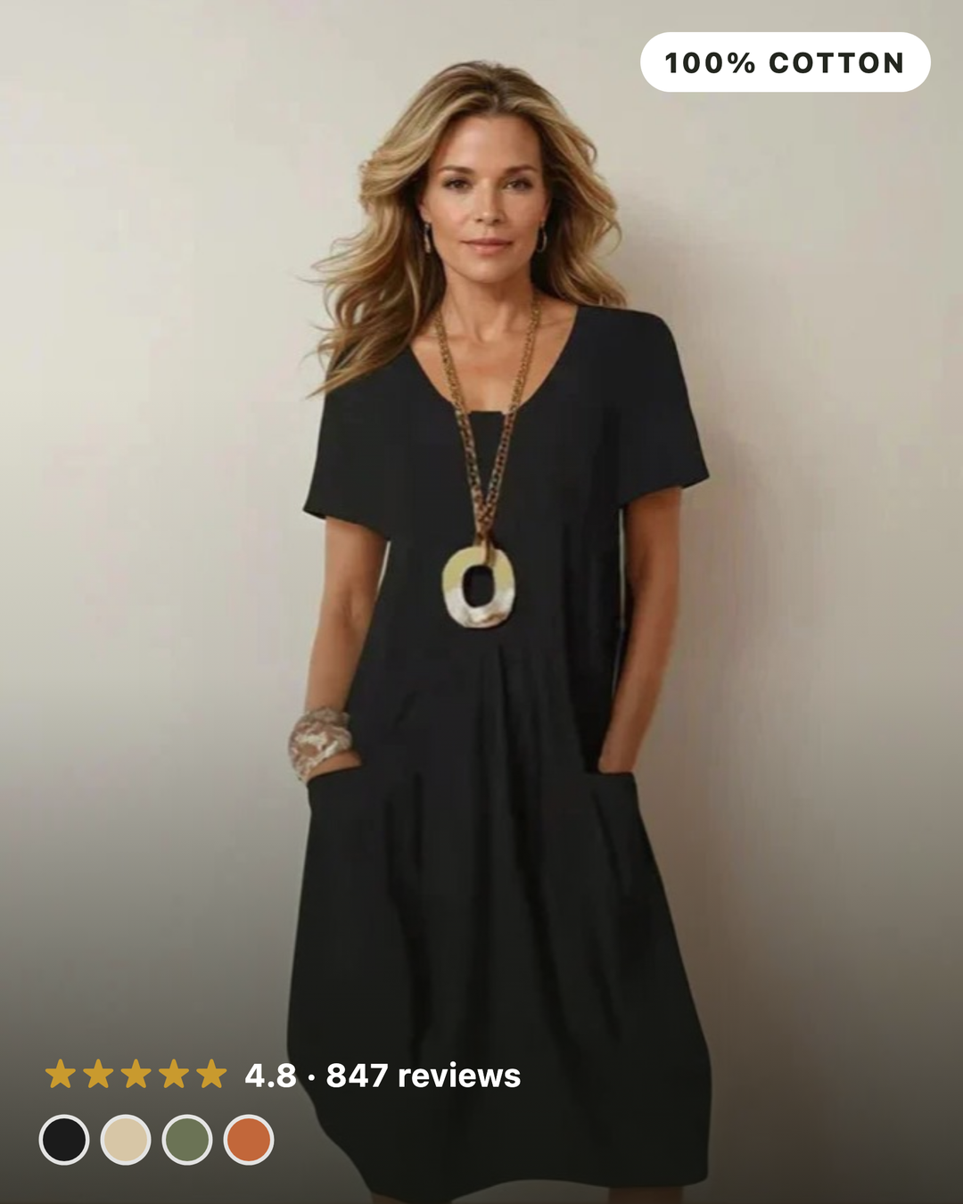 Janice | Relaxed Cotton Knee-Length Dress