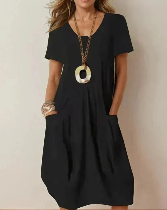 Janice | Relaxed Cotton Knee-Length Dress