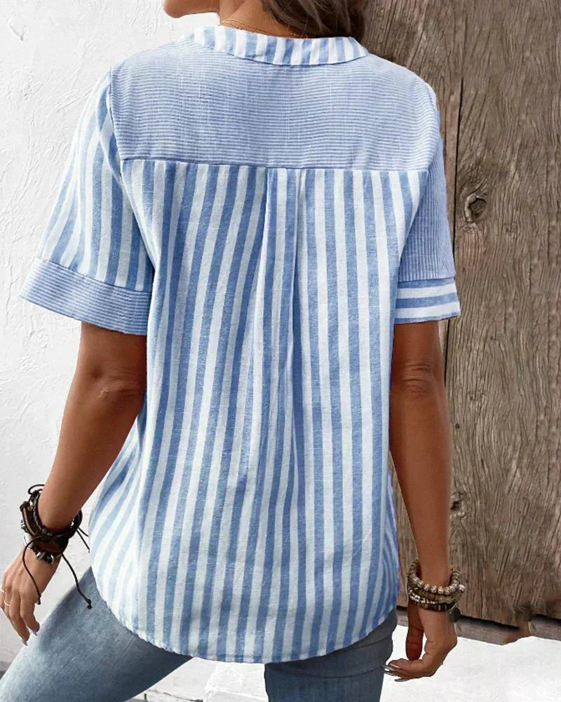 Nina | Soft Striped Flared-Sleeve Blouse