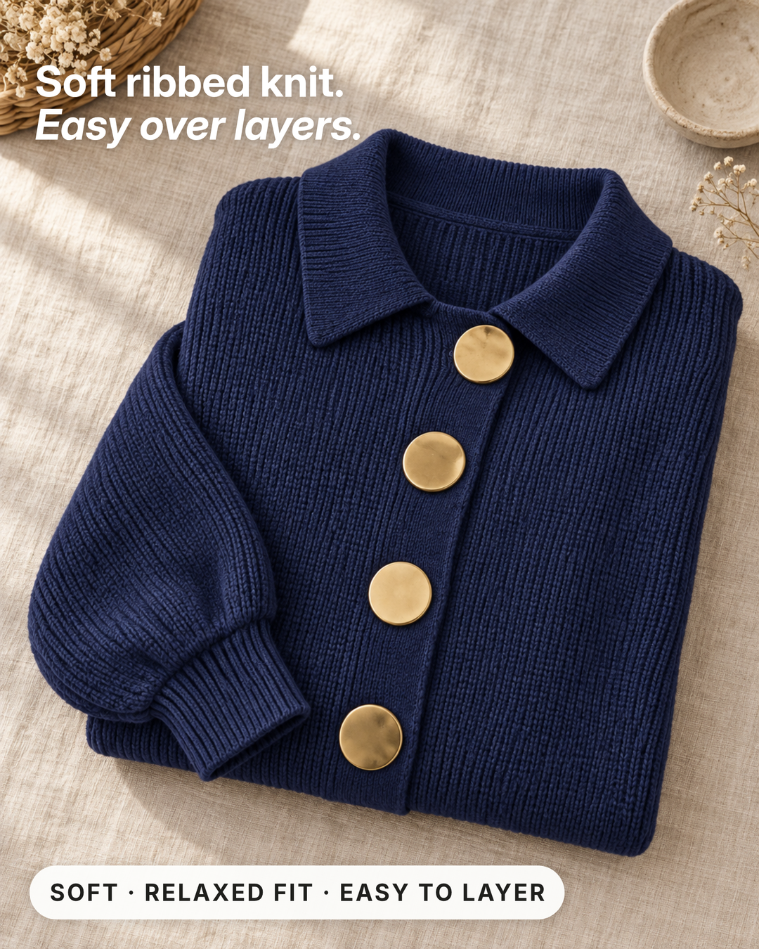 Lara | Oversized Ribbed Cardigan fabric close-up