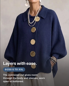 Lara | Oversized Ribbed Cardigan fit and sizes