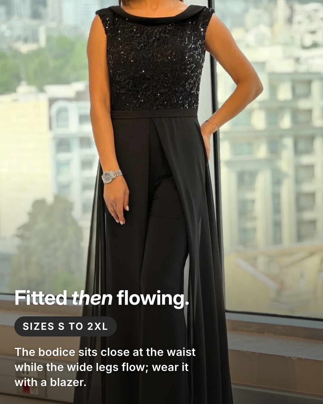 Leah | Sleeveless Tailored Jumpsuit fit and sizes
