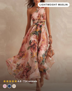Linnie | One-Sleeve Maxi Dress in pink