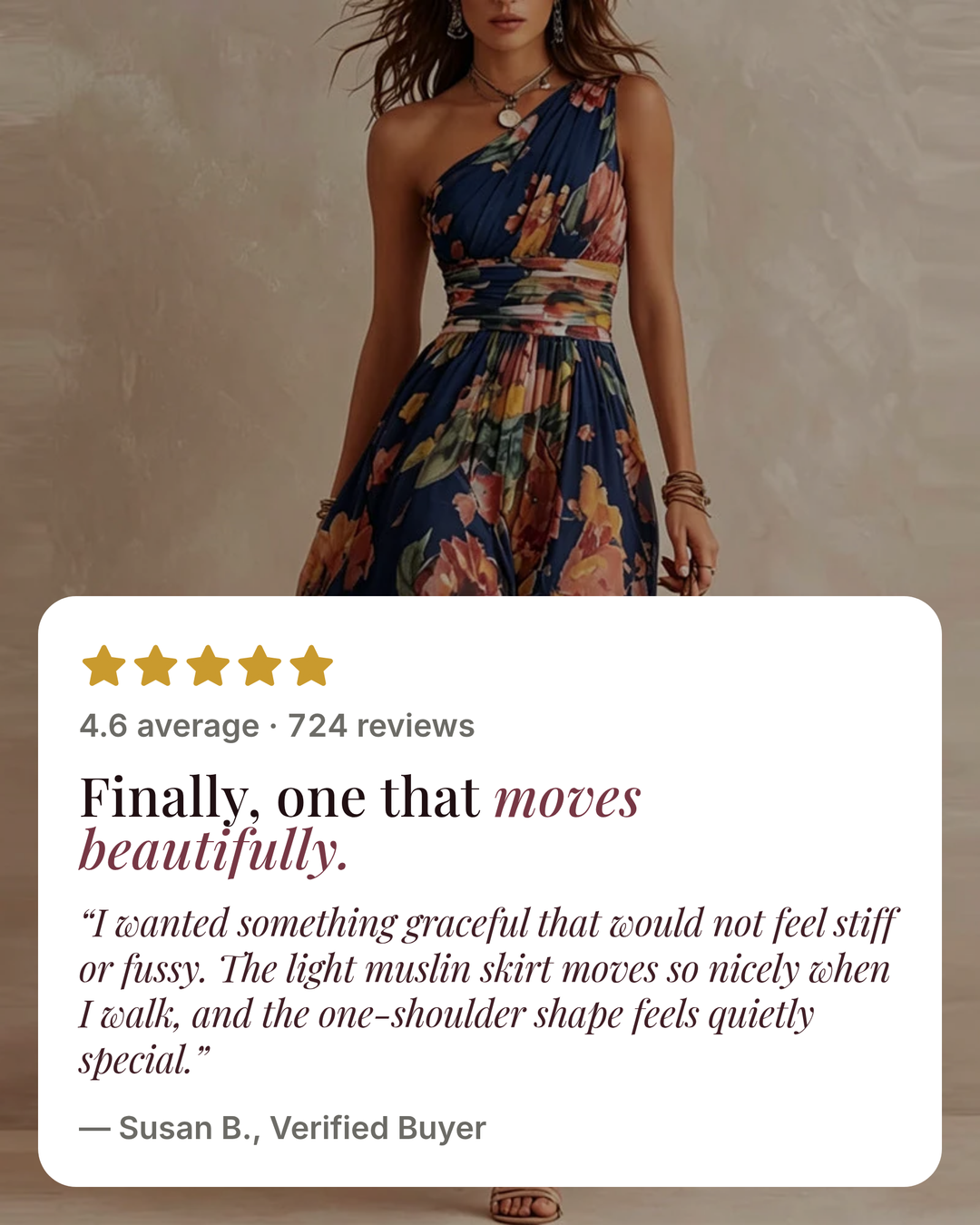 Linnie | One-Sleeve Maxi Dress five star customer review