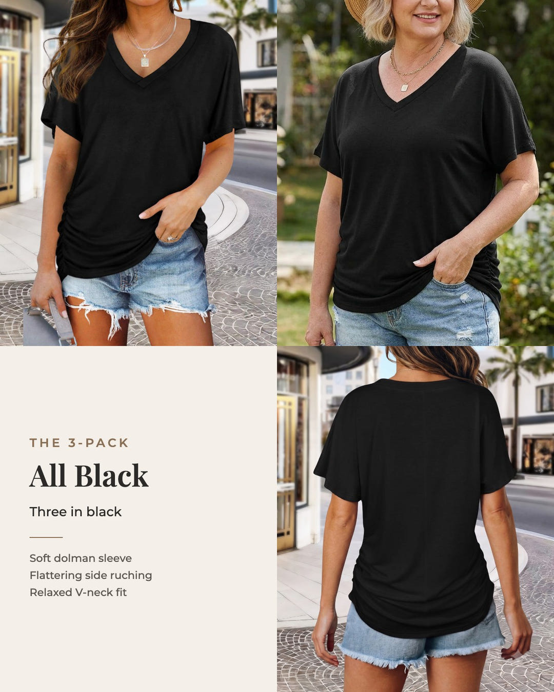 Lorrie 3-pack, all three in black