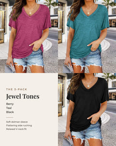 Lorrie 3-pack in berry, teal and black