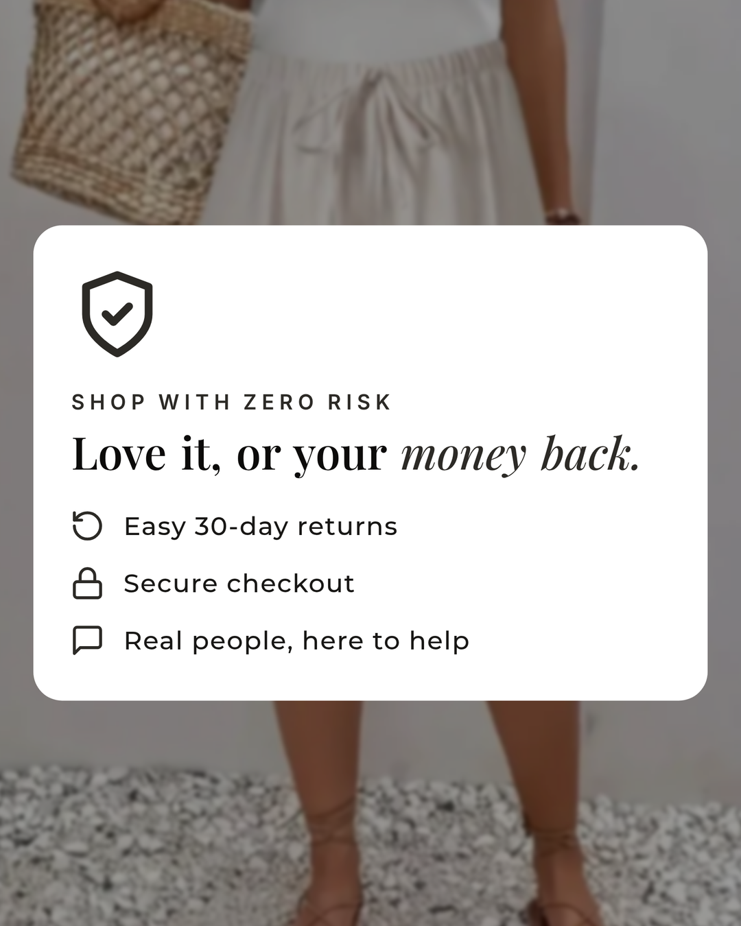 Lourdes | Elegant Comfort Shorts money-back guarantee