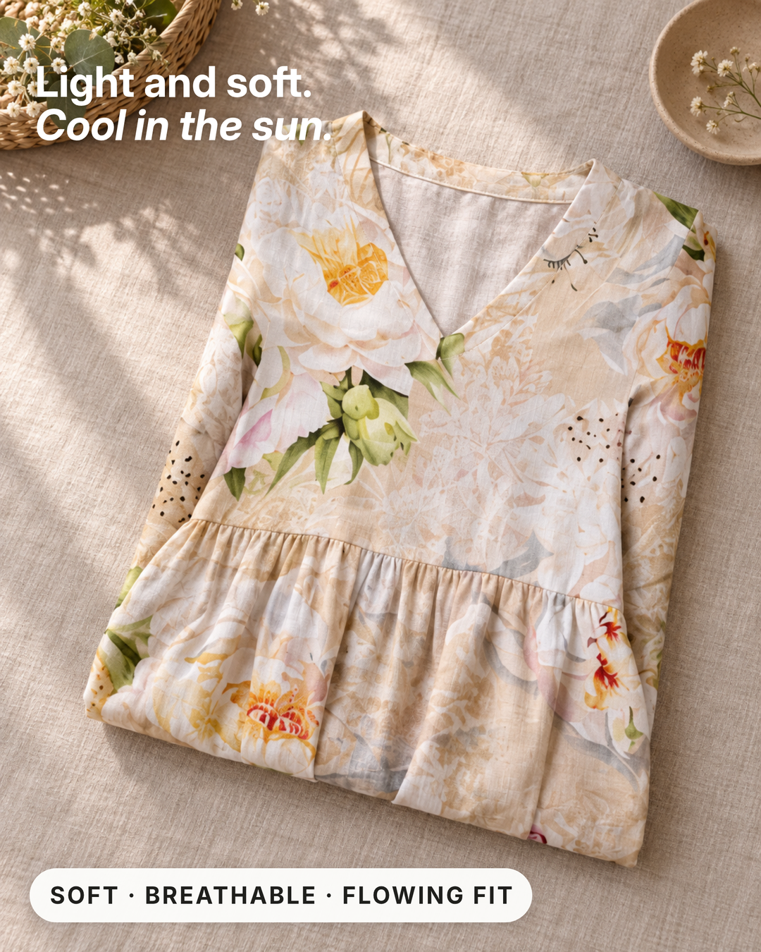 Malenie | Floral Summer Dress fabric close-up