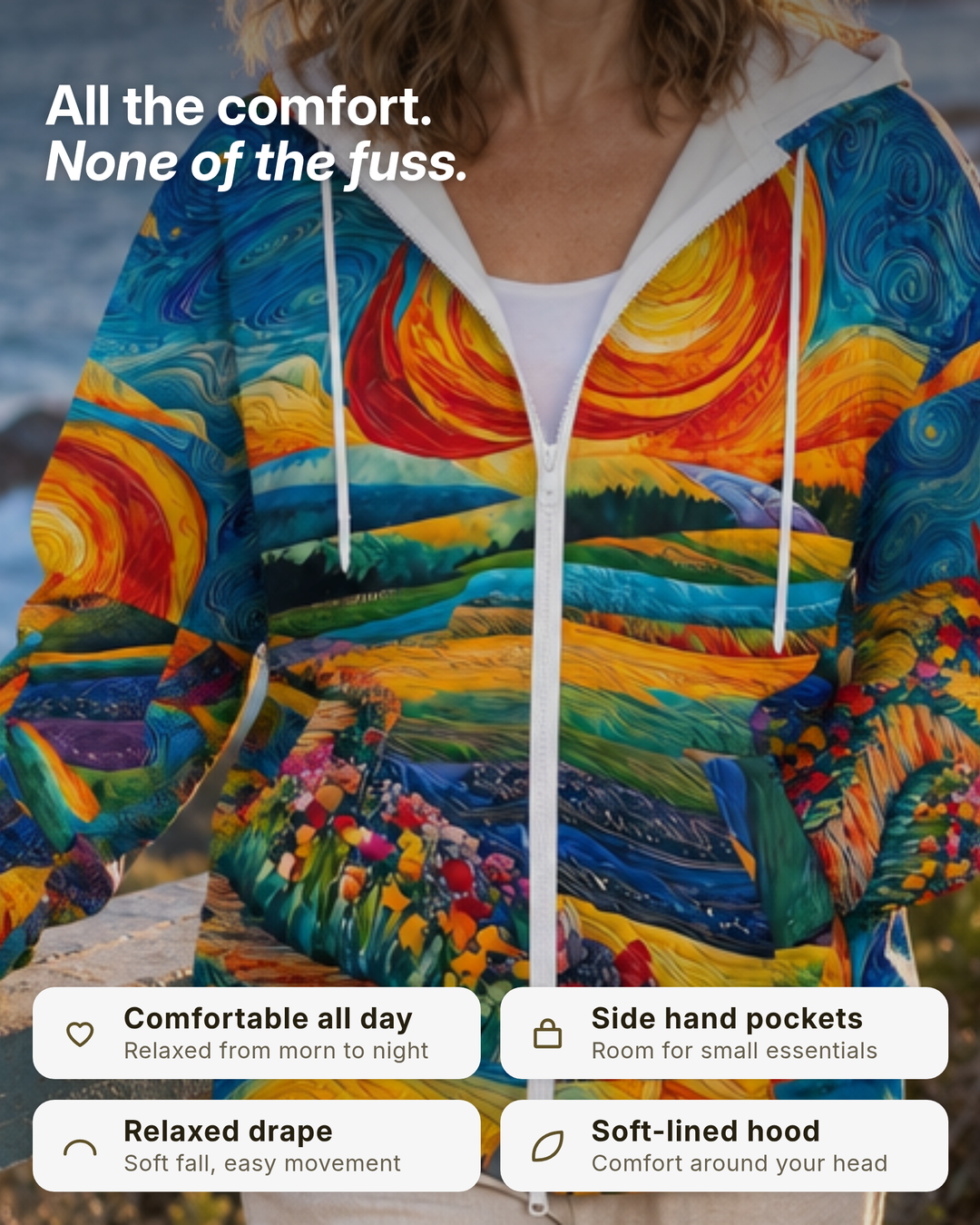 Maria-Grace | Radiant Sunburst Zip Hoodie benefits