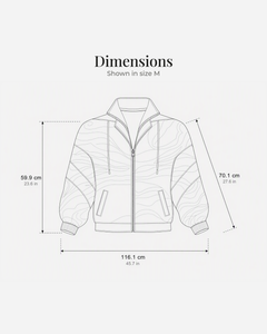 Maria-Grace | Radiant Sunburst Zip Hoodie dimensions drawing