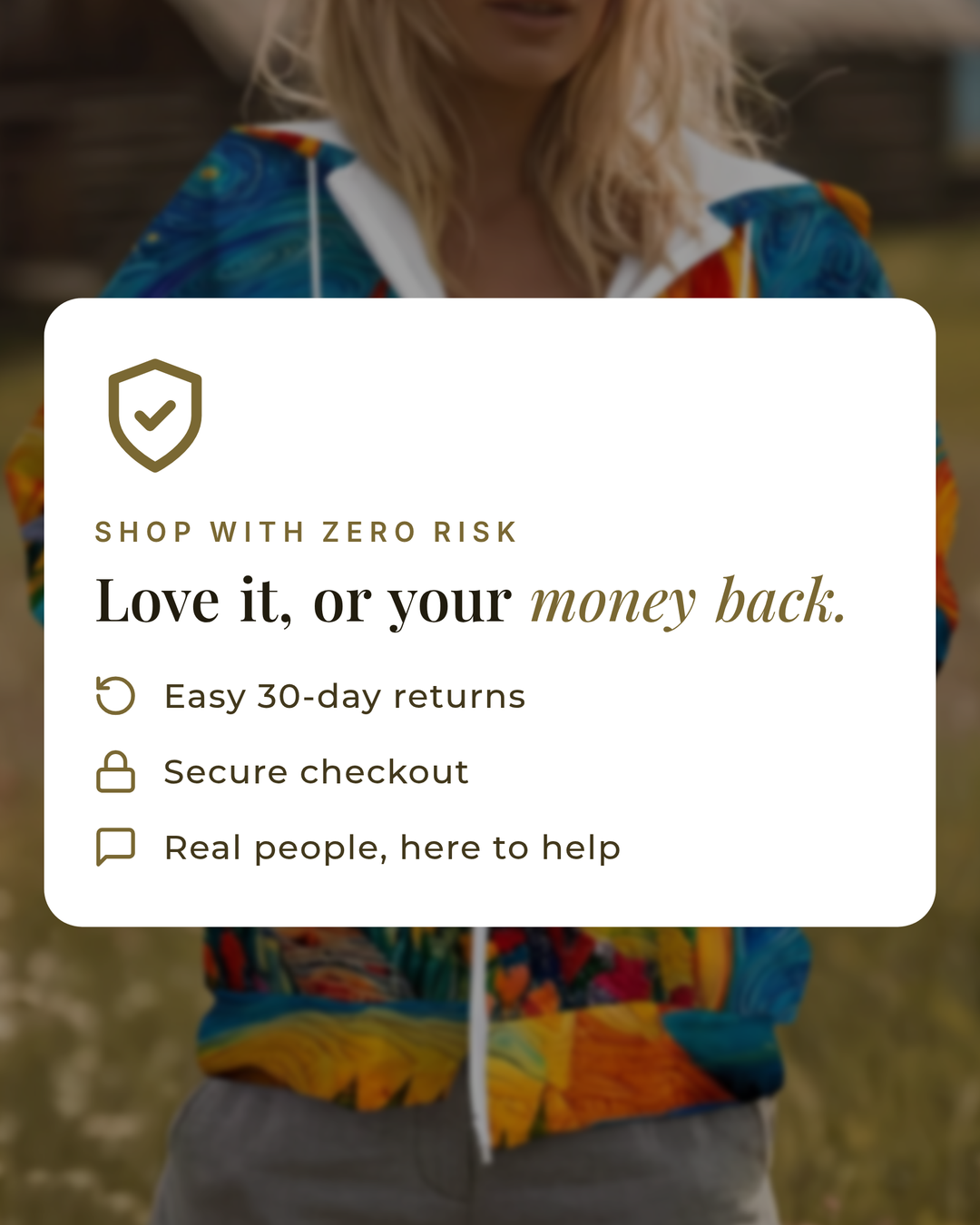 Maria-Grace | Radiant Sunburst Zip Hoodie money-back guarantee