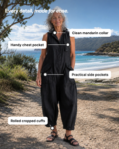 Marlo | Utility Pocket Linen Jumpsuit details