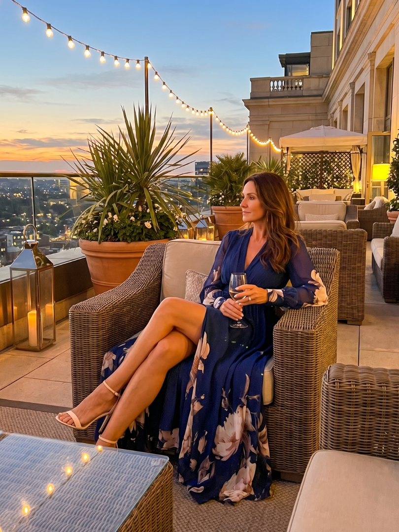 Yasmeen | Floral Hem Sheer Sleeve Maxi Dress