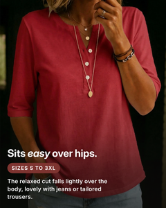 Meegan | Buttoned Henley Top fit and sizes