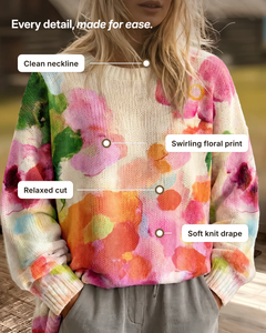 Merla | Tie-Dye Floral Knit Sweater details