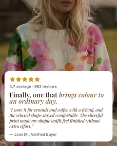 Merla | Tie-Dye Floral Knit Sweater five star customer review