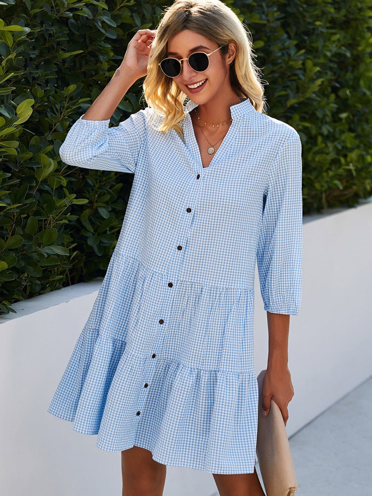 Dominique | Flowy Gingham Midi Dress