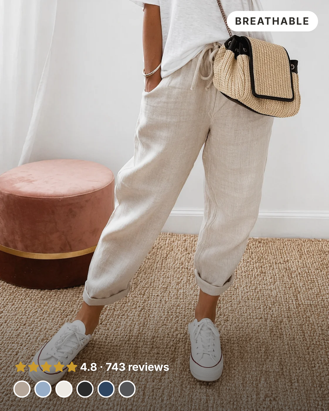 Mya | Relaxed Cotton-Linen Trouser in khaki