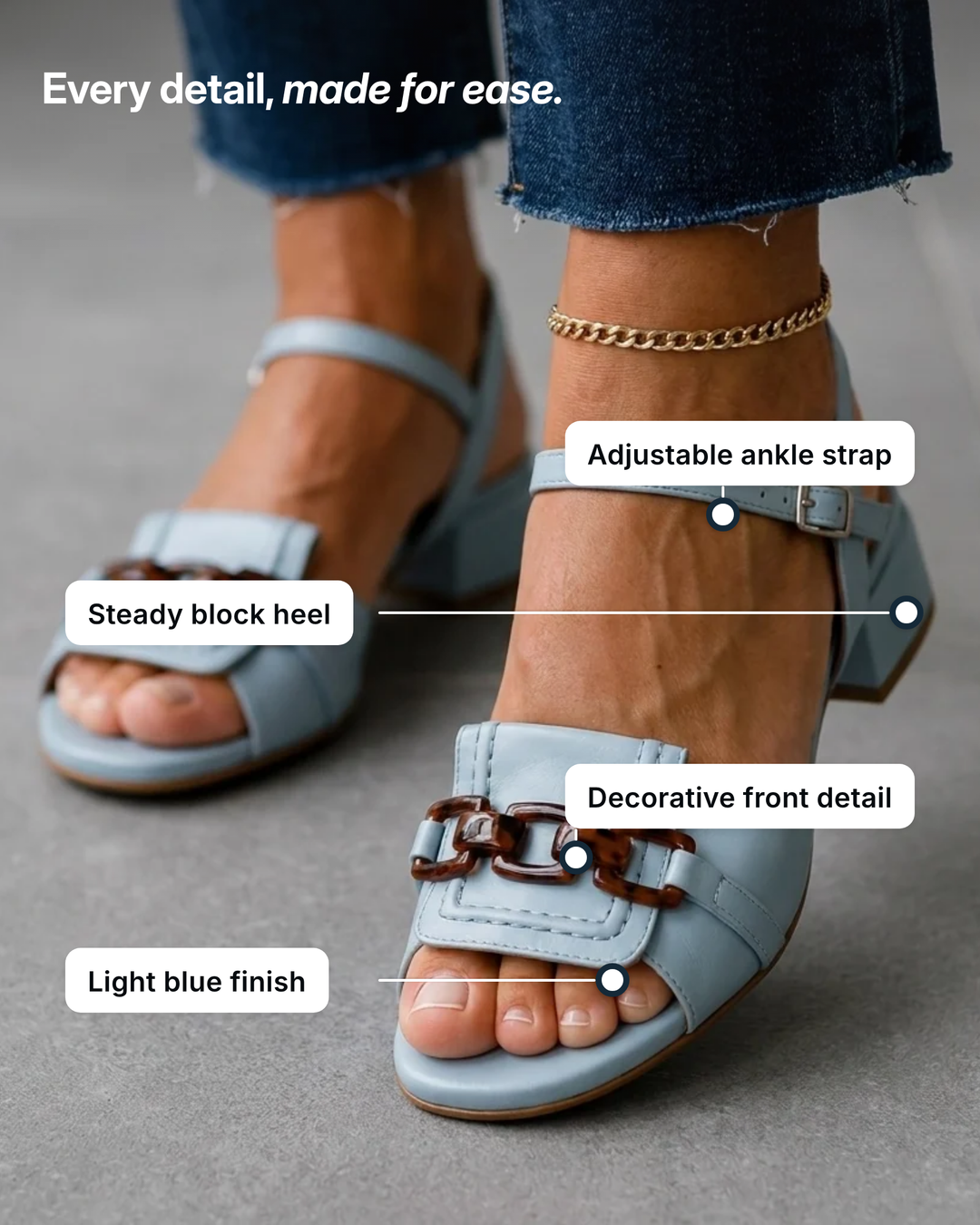 Nan | Elegant Coastline Sandals details
