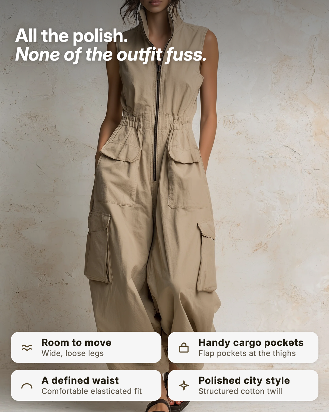 Nettie | Utility Cargo Zip Jumpsuit benefits