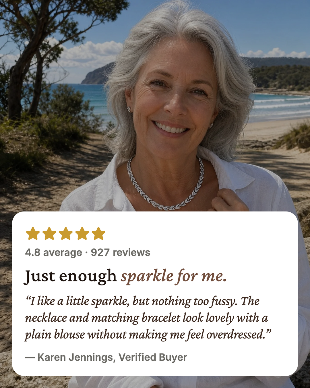 Neve | Rhinestone Fish-Tail Necklace & Bracelet Set five star customer review