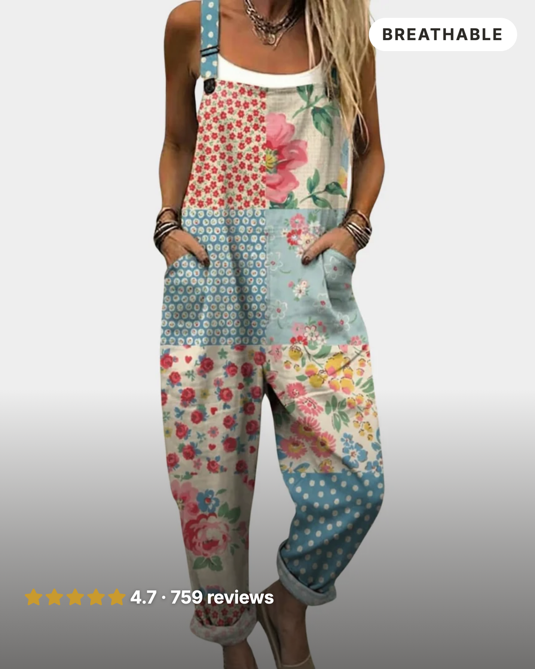 Nicola | Printed Linen Overalls in multicoloured