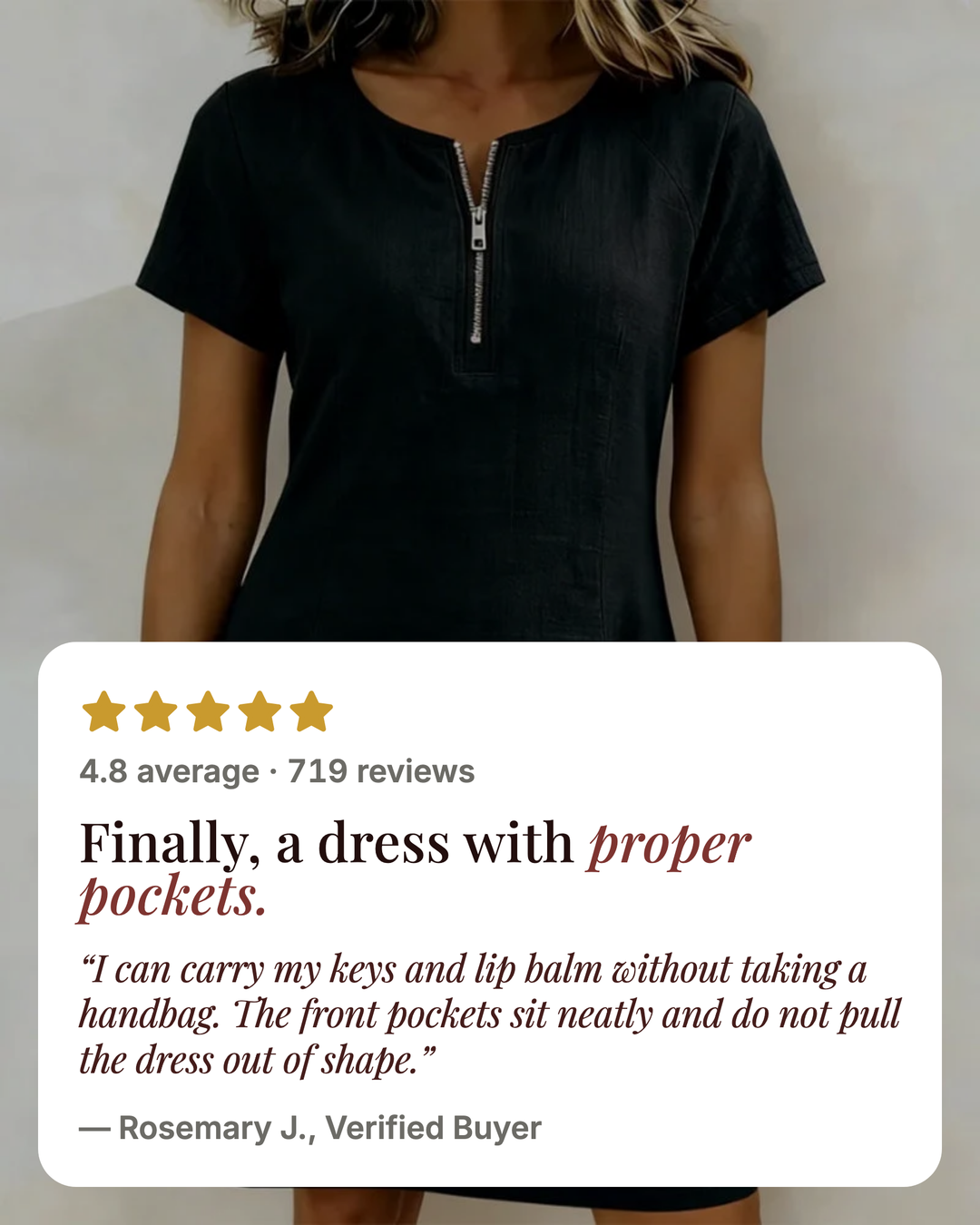 Noeleen | Cotton Zip-Neck Dress five star customer review