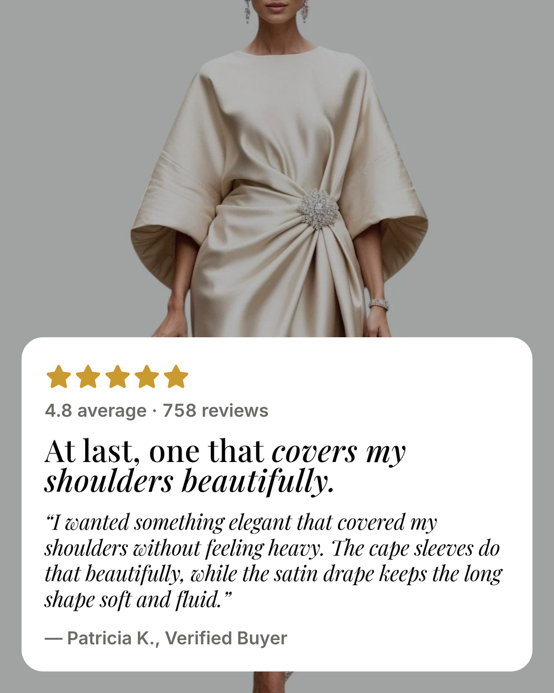 Olivia-Grace | Draped Satin Evening Dress five star customer review