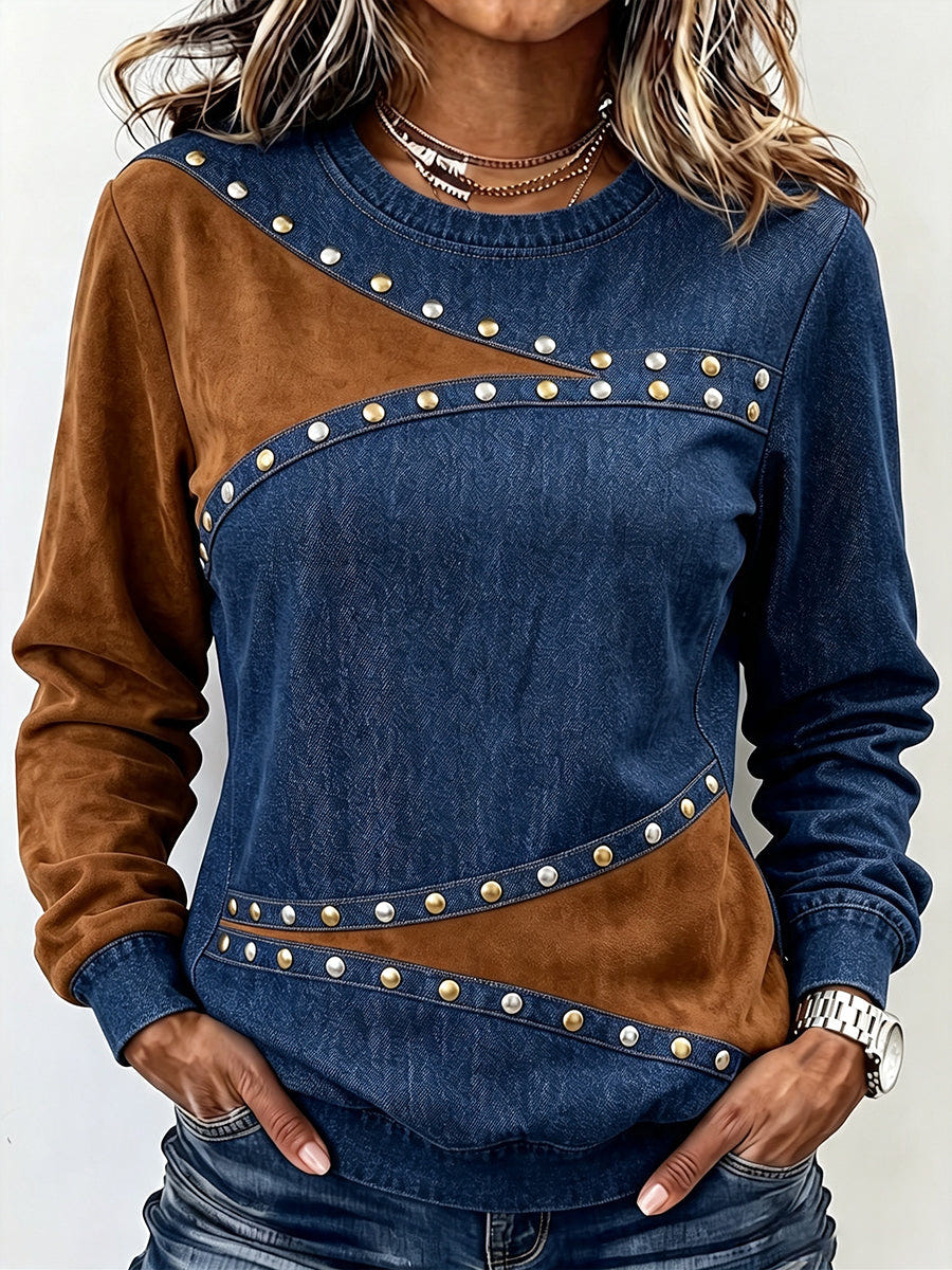 Uta | Colour-Block Studded Jumper
