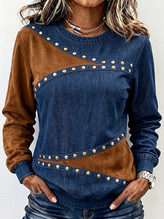 Uta | Colour-Block Studded Jumper