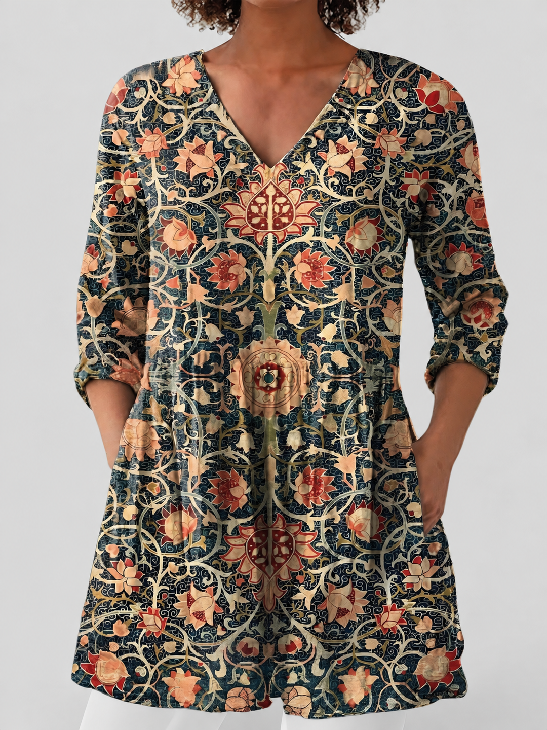 Lucretia | Relaxed Long Blouse with V-Neck