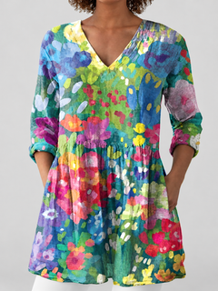Kristy | Long Blouse with V-Neck