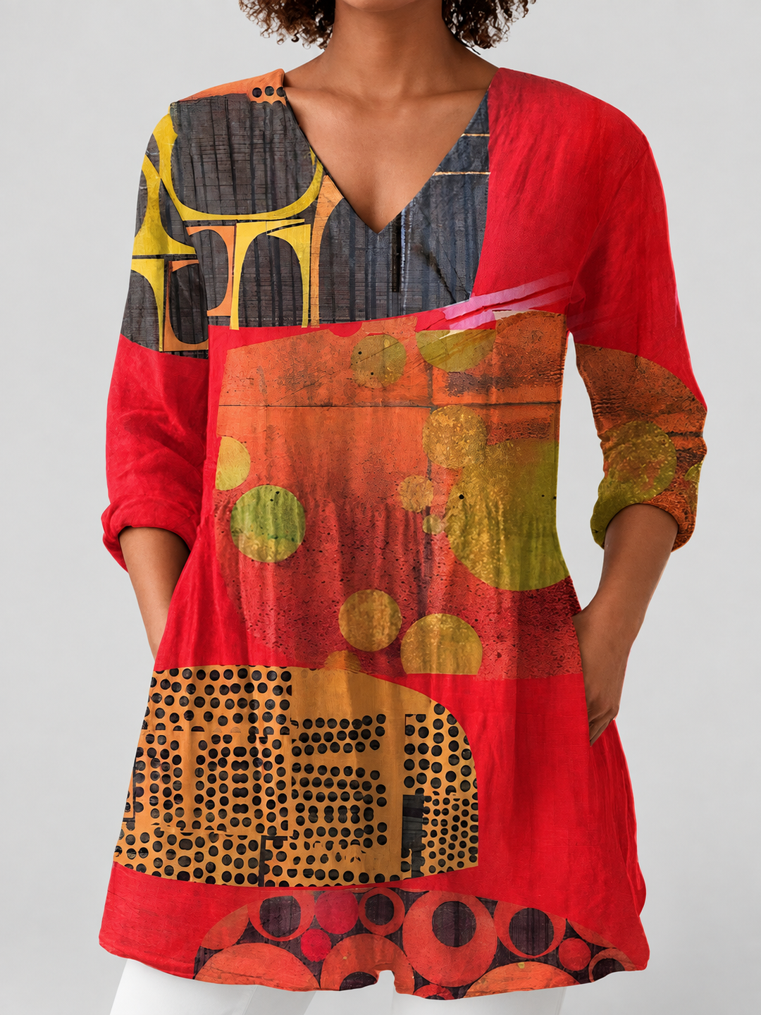 Nixie | Relaxed V-Neck Long Blouse