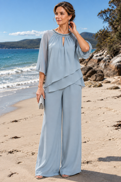 Sine | Beaded Neckline Evening Suit