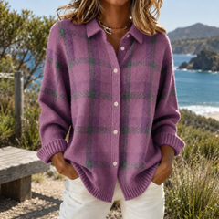 Geneva | Plaid Knit Cardigan