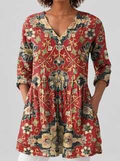 Melba | Long Flowing V-Neck Blouse