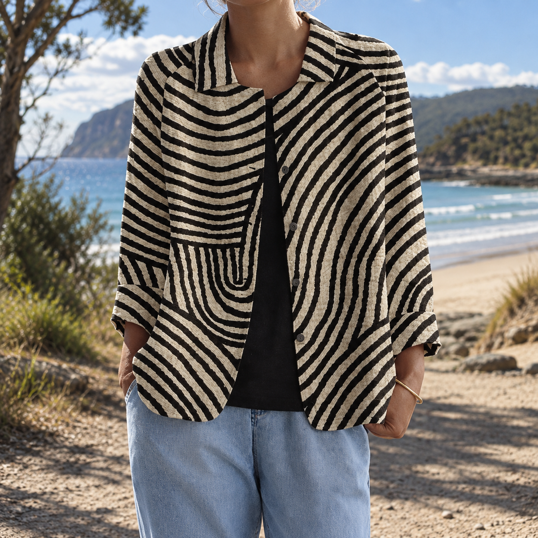 Roxy | Striped Open-Front Blazer