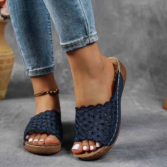 Etina | Floral Cut-Out Ergonomic Sandals