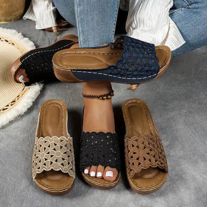 Etina | Floral Cut-Out Ergonomic Sandals