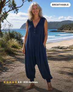 Rae | Casual Hooded Harem Jumpsuit in navy blue