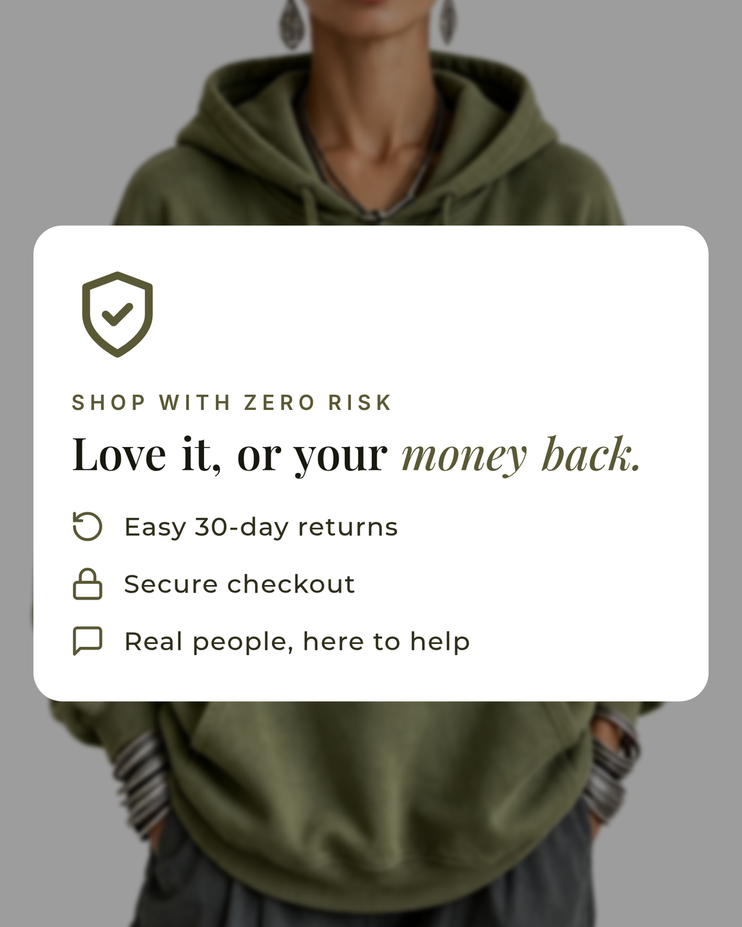Salene | Military Detail Hoodie money-back guarantee