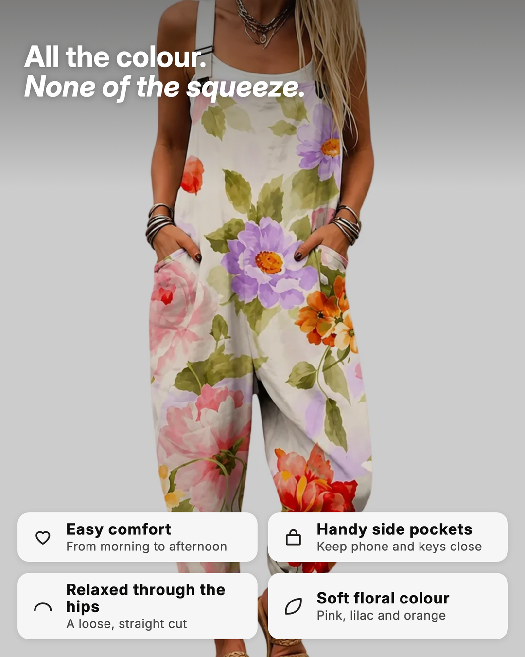 Sandra | Watercolour Floral Overalls benefits
