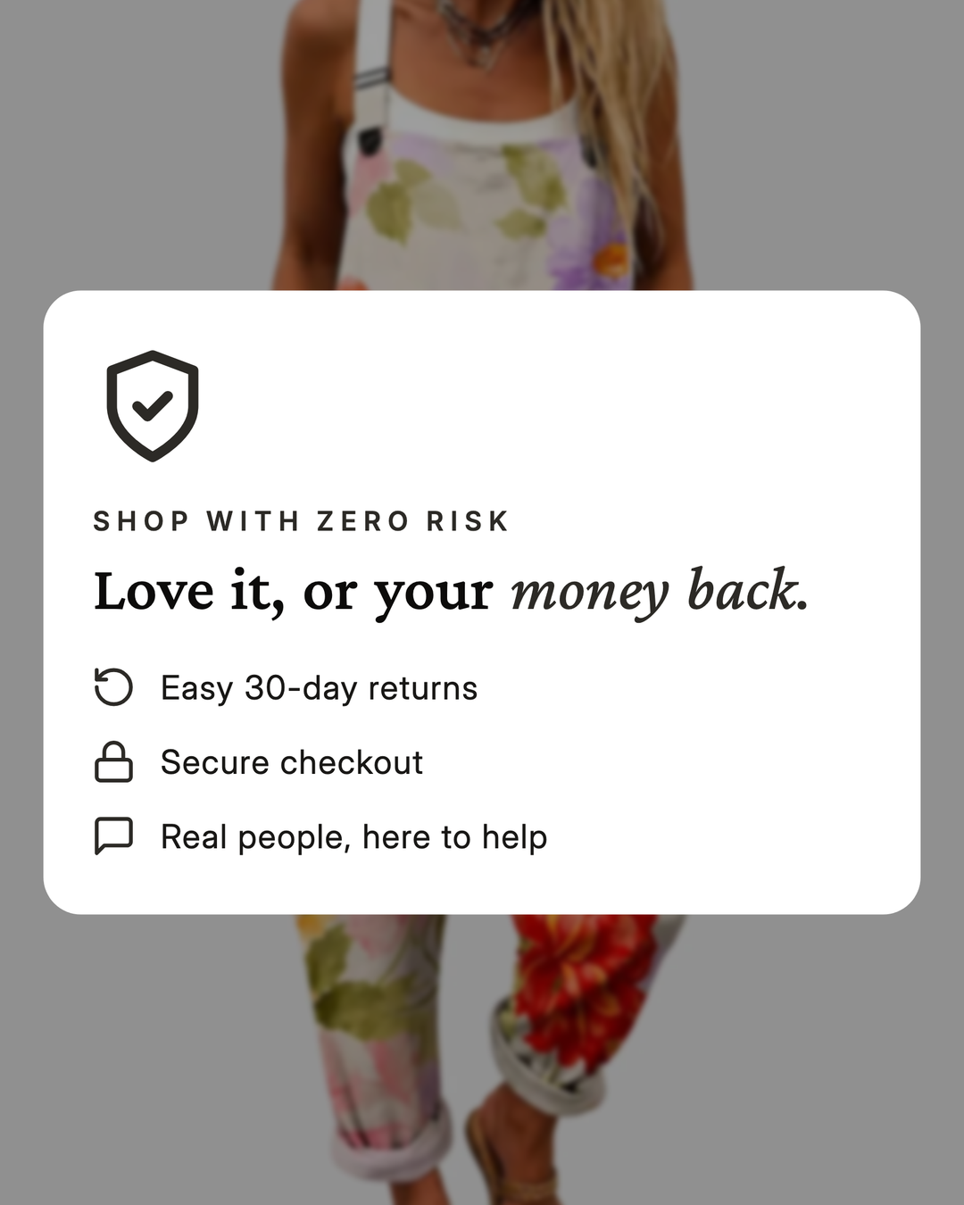 Sandra | Watercolour Floral Overalls money-back guarantee