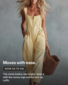 Selkie | Square-Neck Denim Jumpsuit fit and sizes