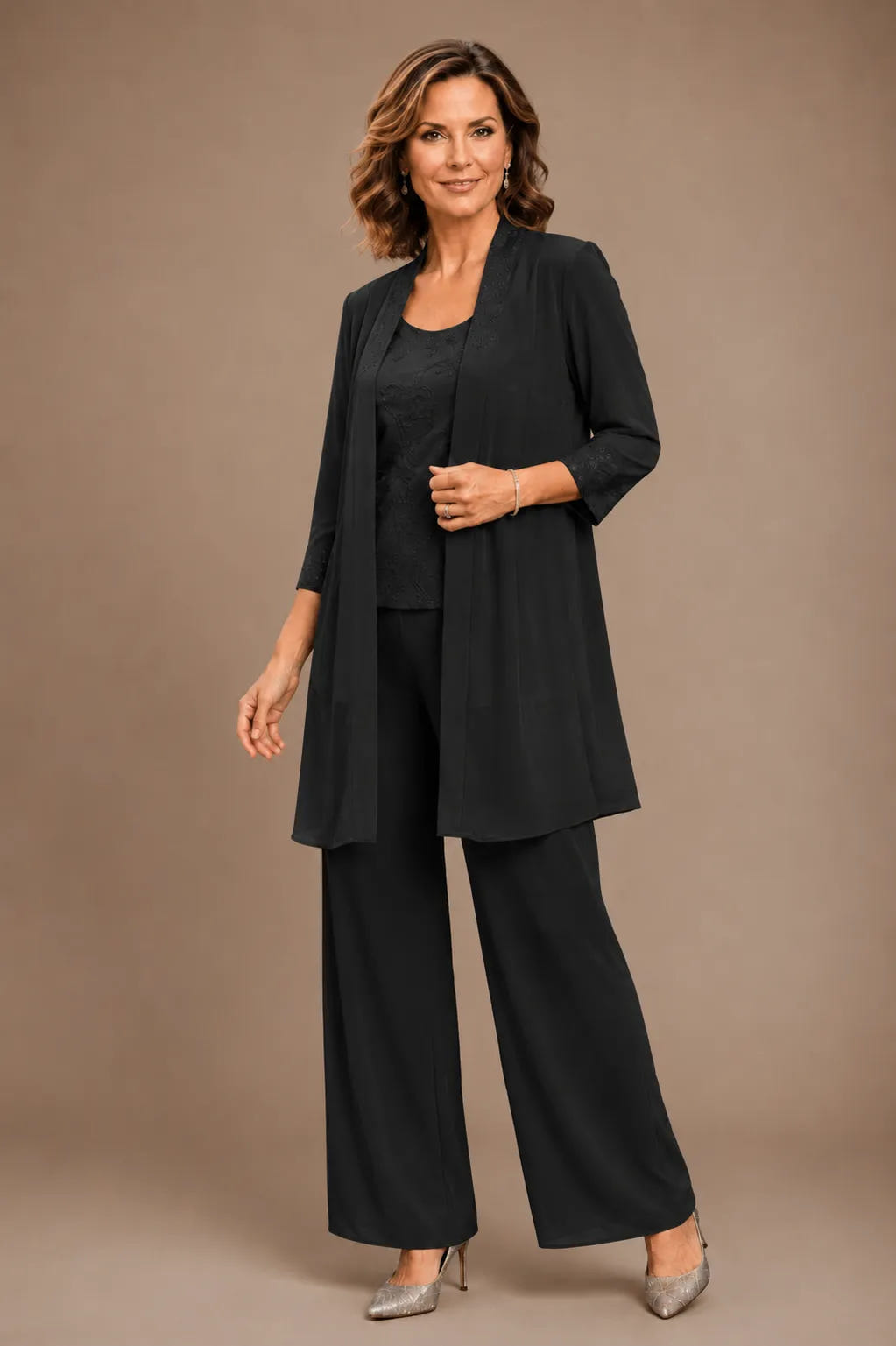 Sparkle | Embroidered Three-Piece Pant Set
