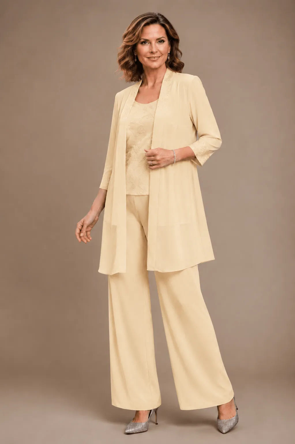 Sparkle | Embroidered Three-Piece Pant Set