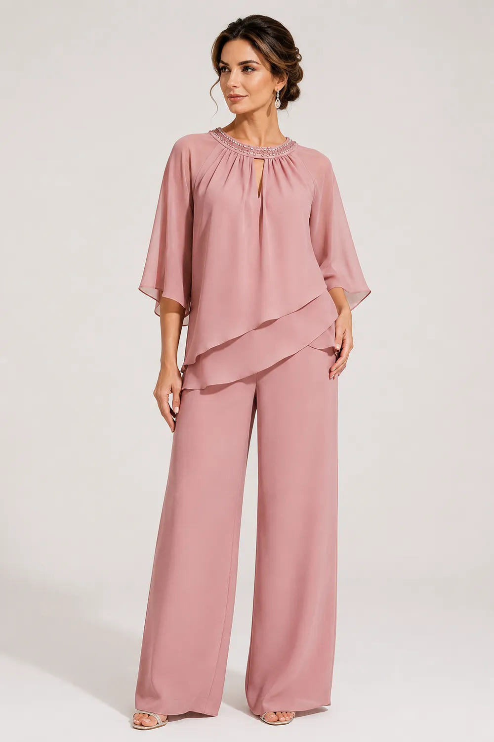 Sine | Beaded Neckline Evening Suit
