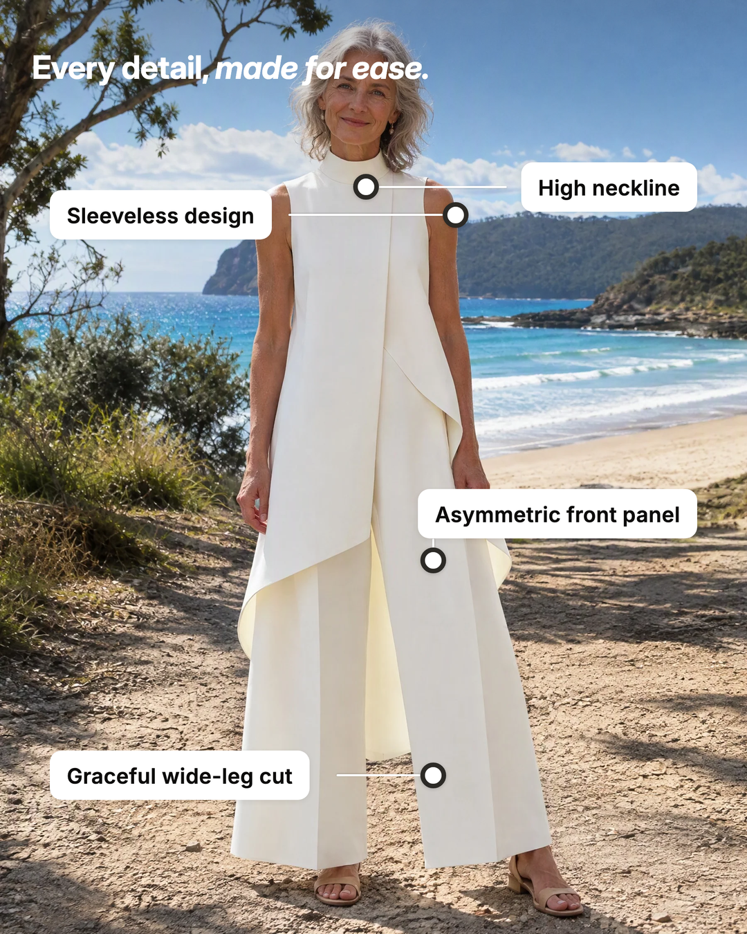 Sidonie | Asymmetric Layered Wide-Leg Jumpsuit details